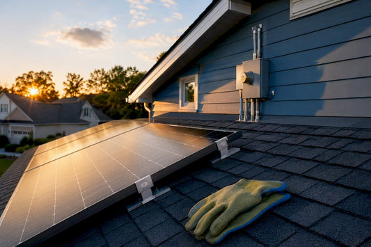 Suburban home with partial rooftop solar array