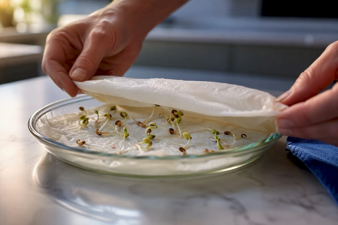 Sprouted seeds in a home germination test