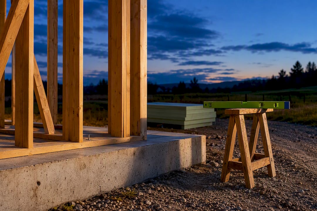 Tiny home framing on a foundation