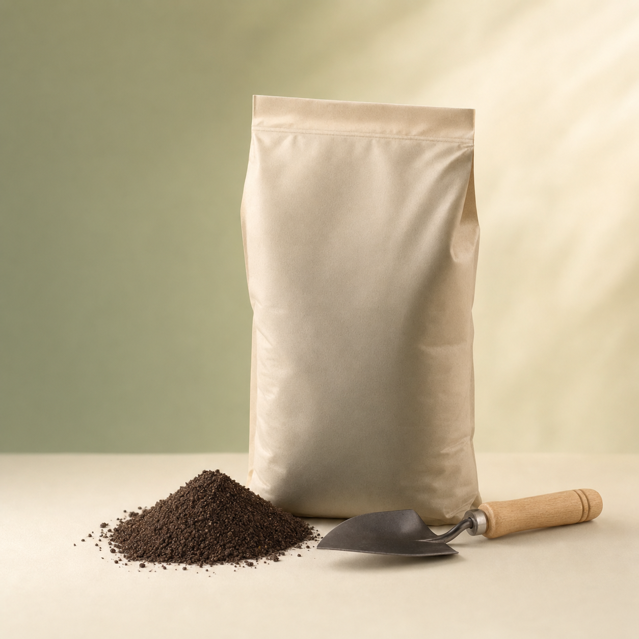 Organic fertilizer bag with trowel