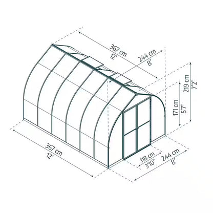 Bella 8 Ft. X 12 Ft. Silver/Diffused DIY Greenhouse Kit