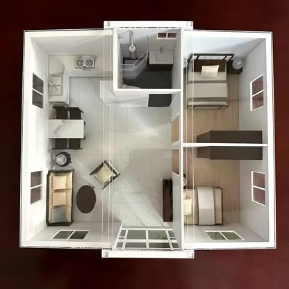 20Ft Luxury Expandable Tiny Home for Sale, Prefab Folding Container House 2 Bedroom 1 Living Room 1 Bathroom