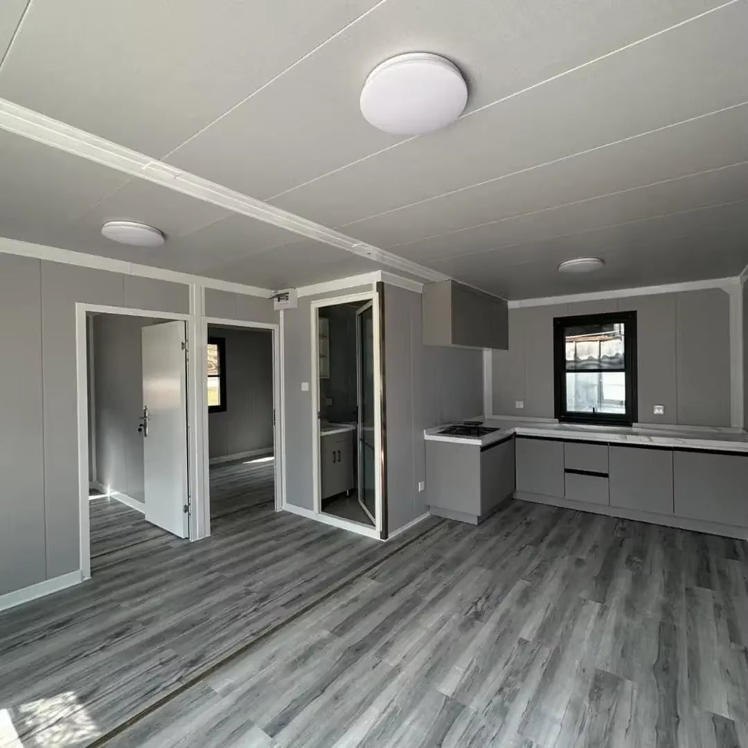 20Ft Luxury Expandable Tiny Home for Sale, Prefab Folding Container House 2 Bedroom 1 Living Room 1 Bathroom