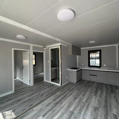 20Ft Luxury Expandable Tiny Home for Sale, Prefab Folding Container House 2 Bedroom 1 Living Room 1 Bathroom