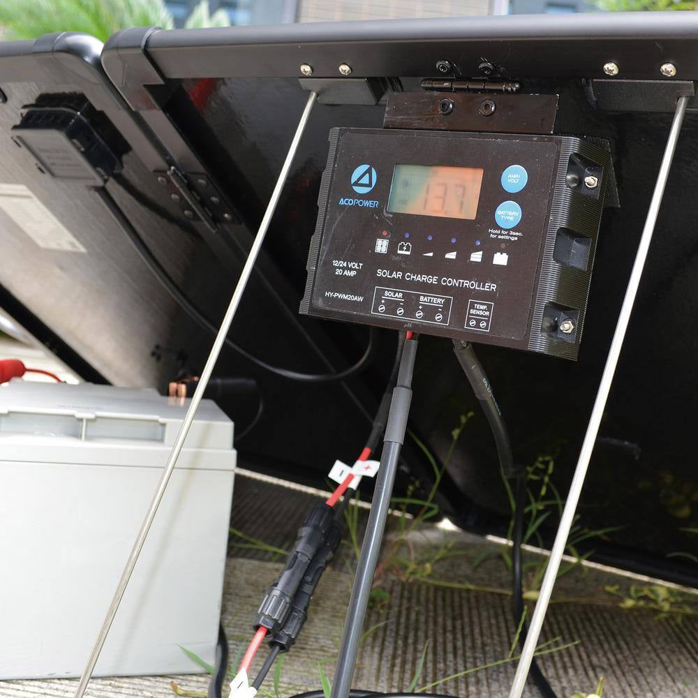 120-Watt Monocrystalline Portable off Grid Solar Panel Kit, Foldable Briefcase with Waterproof LCD Charge Controller