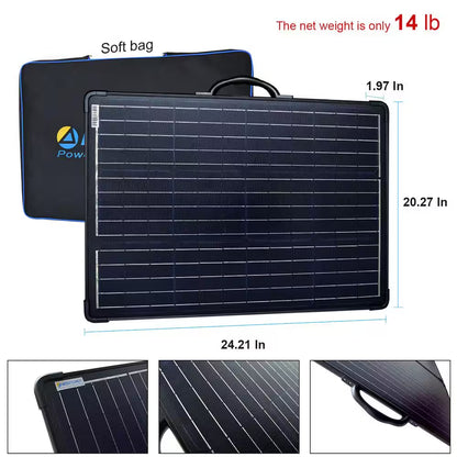 120-Watt Monocrystalline Portable off Grid Solar Panel Kit, Foldable Briefcase with Waterproof LCD Charge Controller