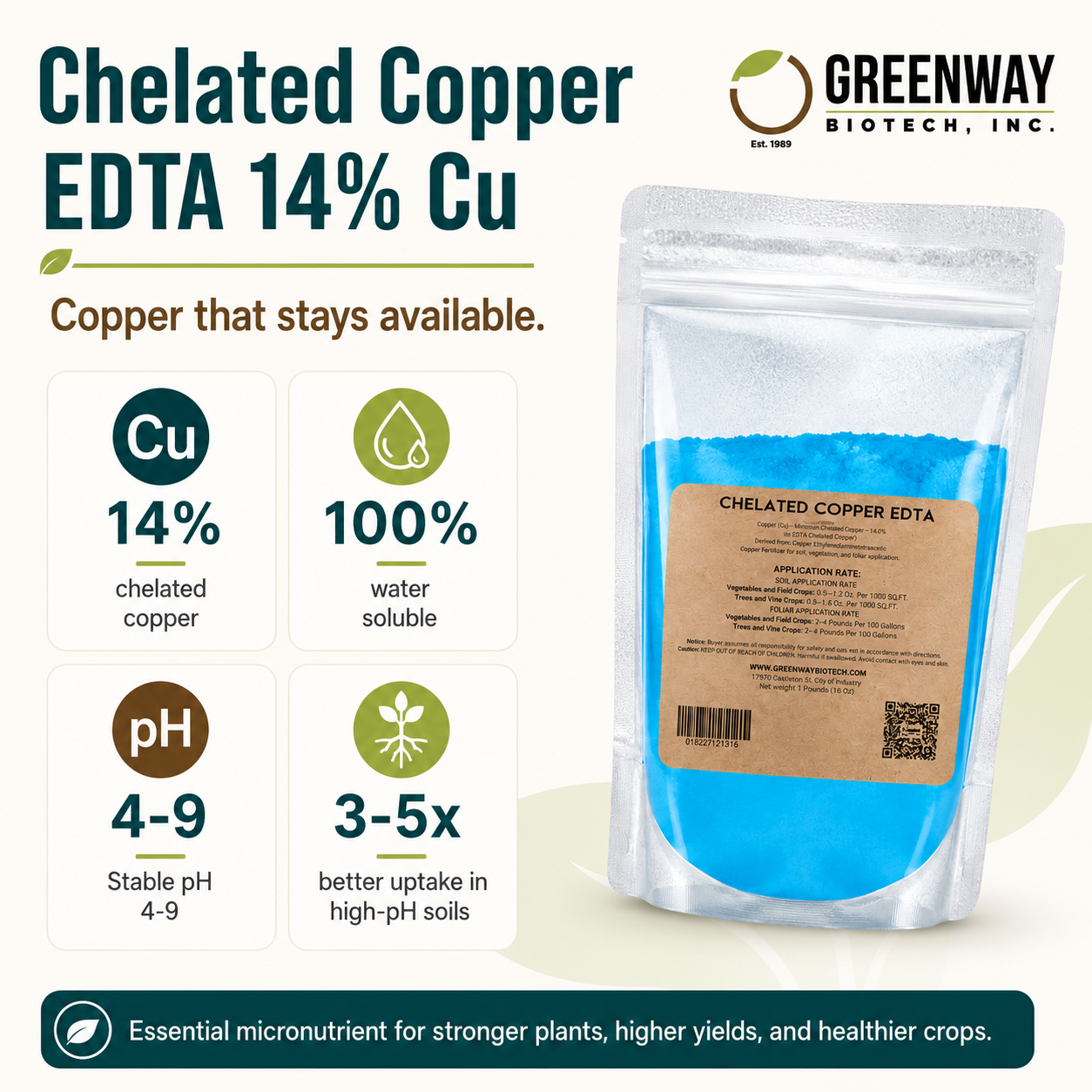 Chelated Copper EDTA Fertilizer - 14% Cu