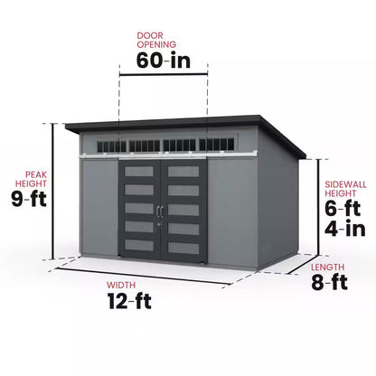 Do-It Yourself Palisade 12 Ft. X 8 Ft. Wood Garden Shed Storage with Smartside, Fixed Windows and Barn Door (96 Sq. Ft.)