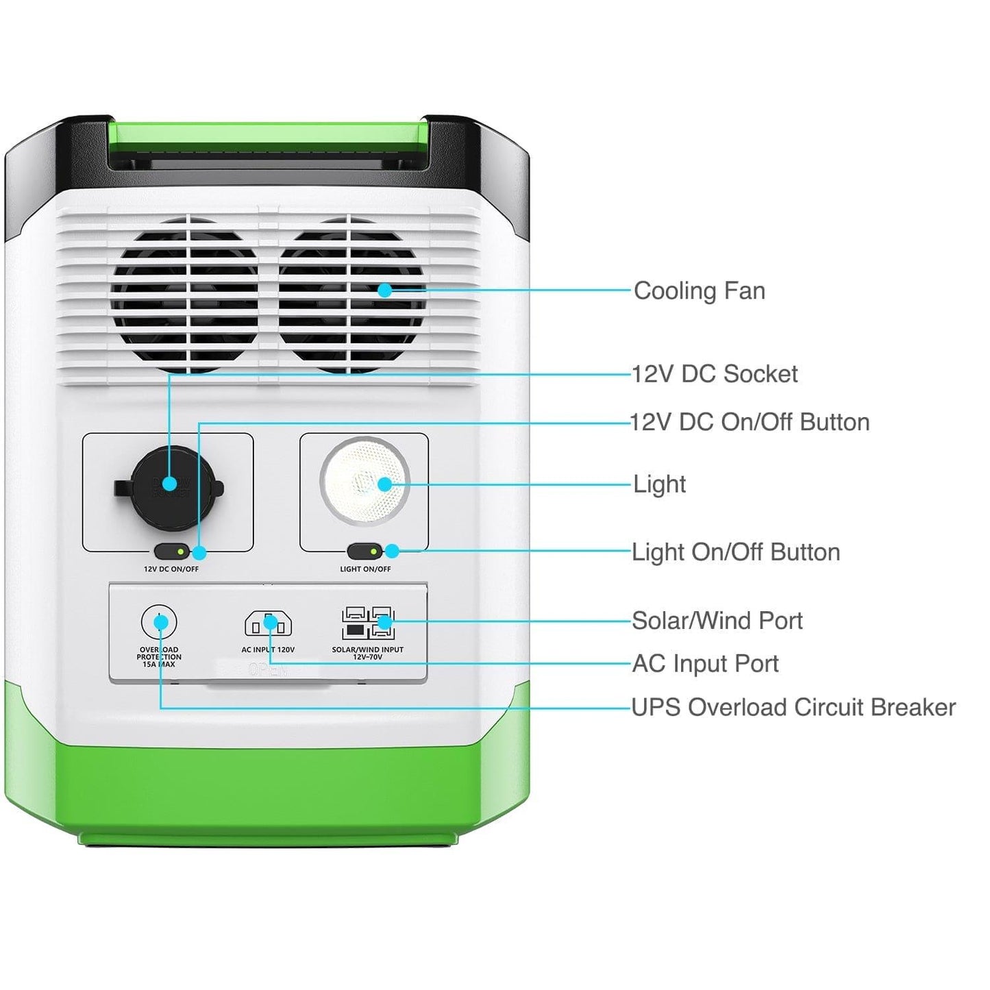 High Capacity Lithium 1800 Solar and Wind Generator