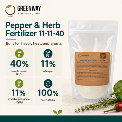 Pepper and Herb Fertilizer 11-11-40 | Chelated Micronutrients | Hydroponics, Soil & Foliar Application