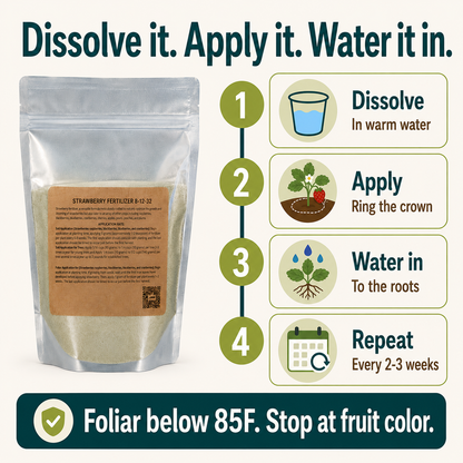 Strawberry Fertilizer 8-12-32 | Chelated Micronutrients | Hydroponics, Soil & Foliar Application