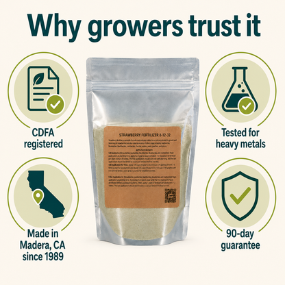 Strawberry Fertilizer 8-12-32 | Chelated Micronutrients | Hydroponics, Soil & Foliar Application
